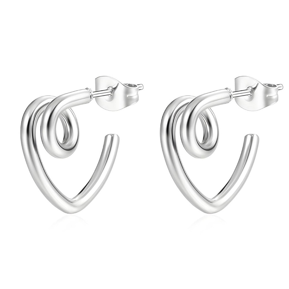 Silver Heart Hoop Earrings